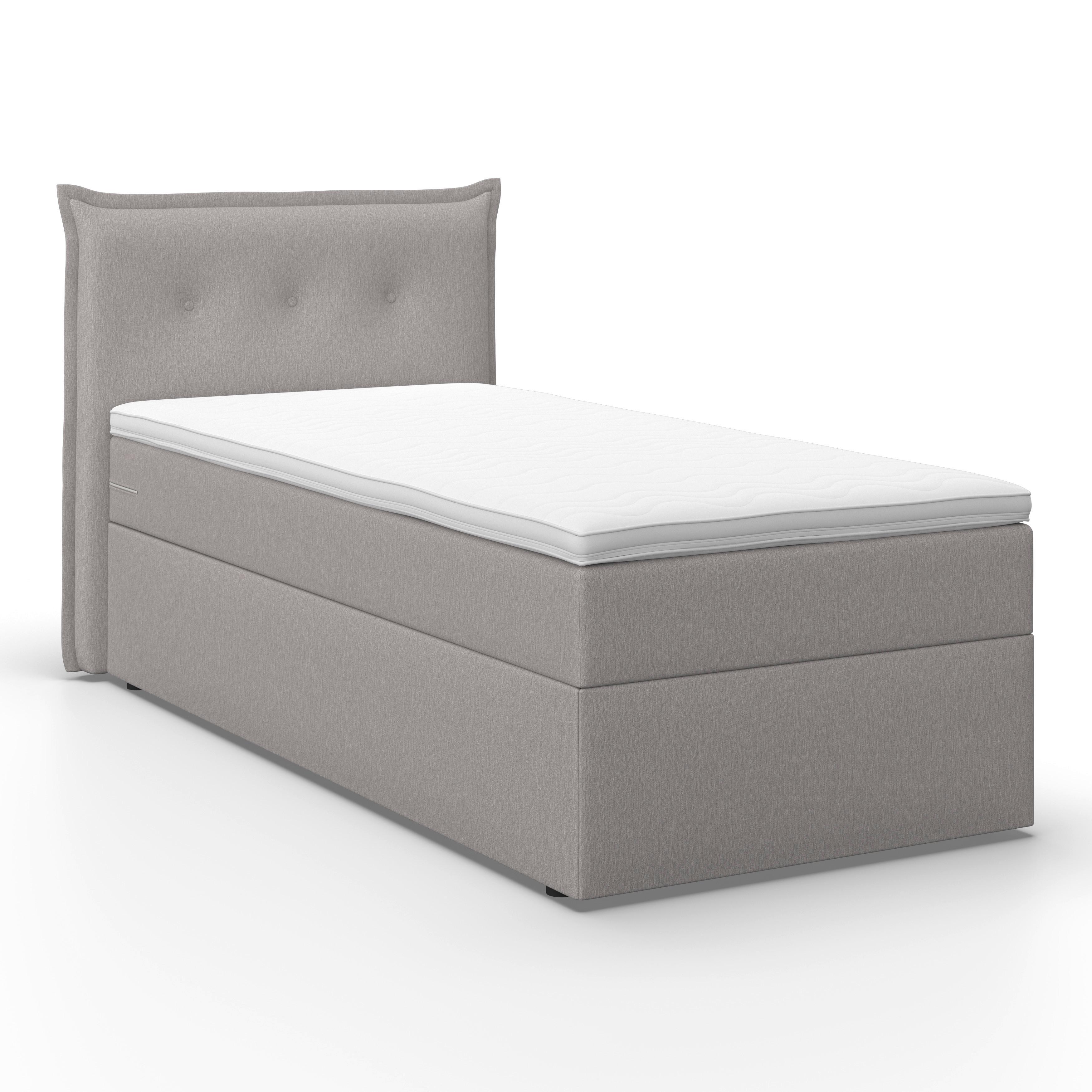 Boxspringová postel POLO 90x200, šEDá - šedá/černá, Moderní, dřevo/textil (90/200cm) - Bessagi Home