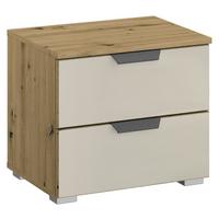 Nachtkästchen Artemis Eiche Dekor/champanger, H:43cm - Champagner/Alufarben, MODERN, Glas/Holzwerkstoff (47/43/42cm) - Rauch Möbel