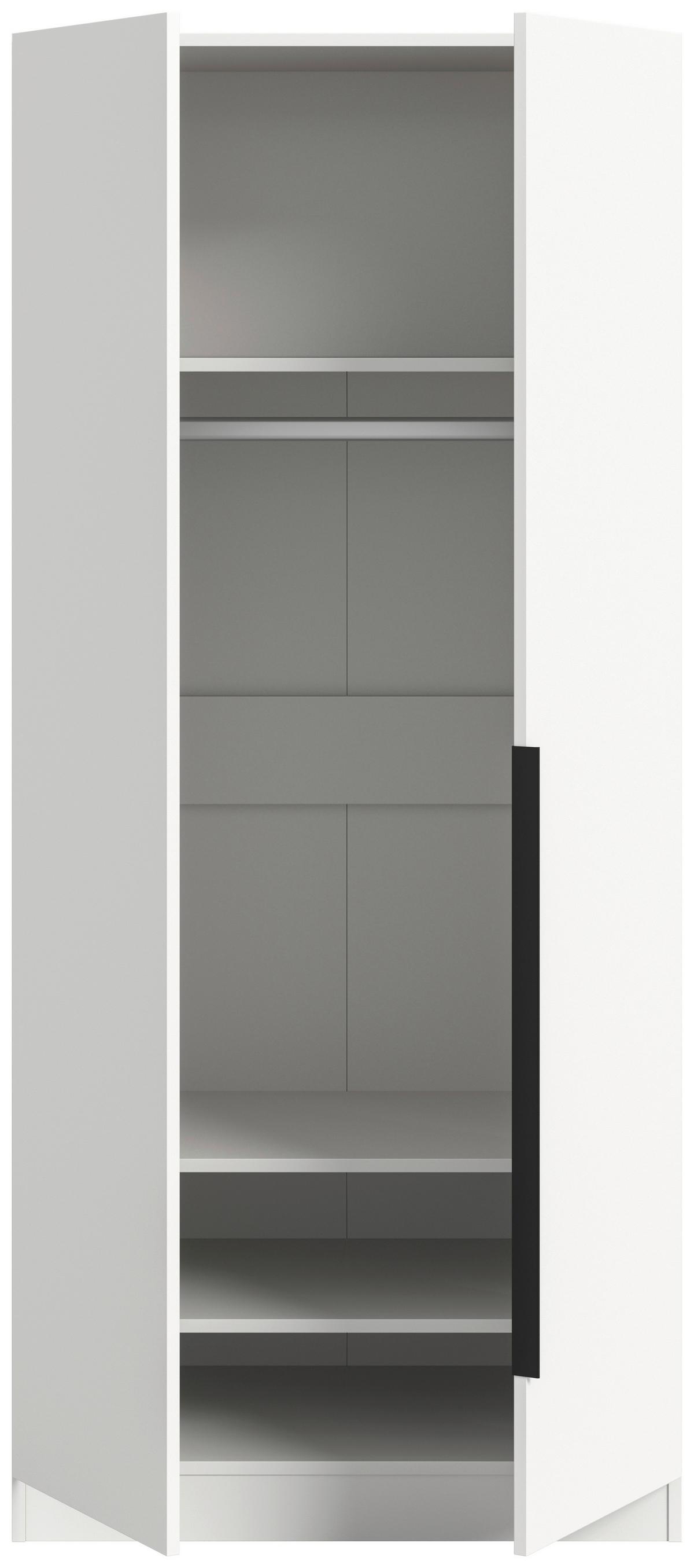 Šatníková skriňa Kopenhagen biela - čierna/biela, Modern, kompozitné drevo (80/181/52cm) - MID.YOU