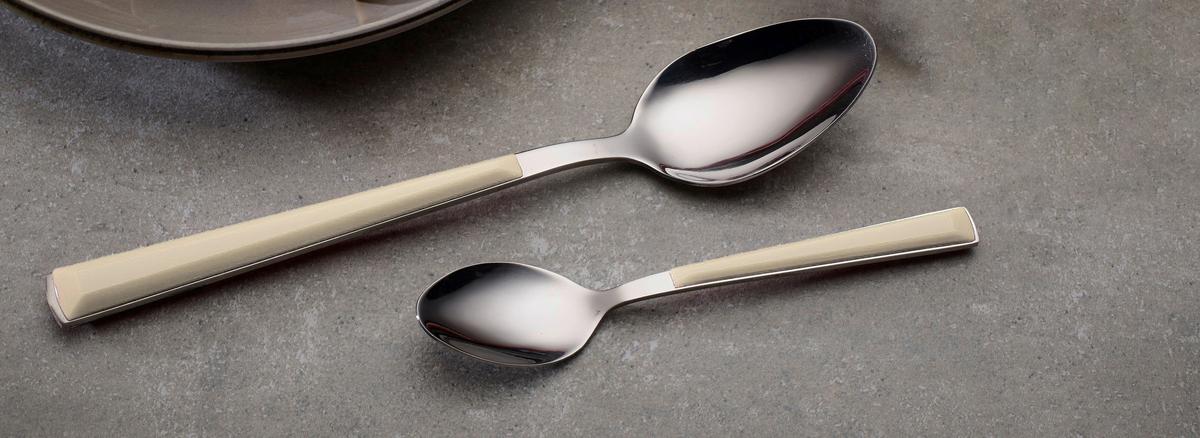 Besteckset 16-teilig Für 4 Personen - Silberfarben/Creme, Basics, Metall - Echtwerk