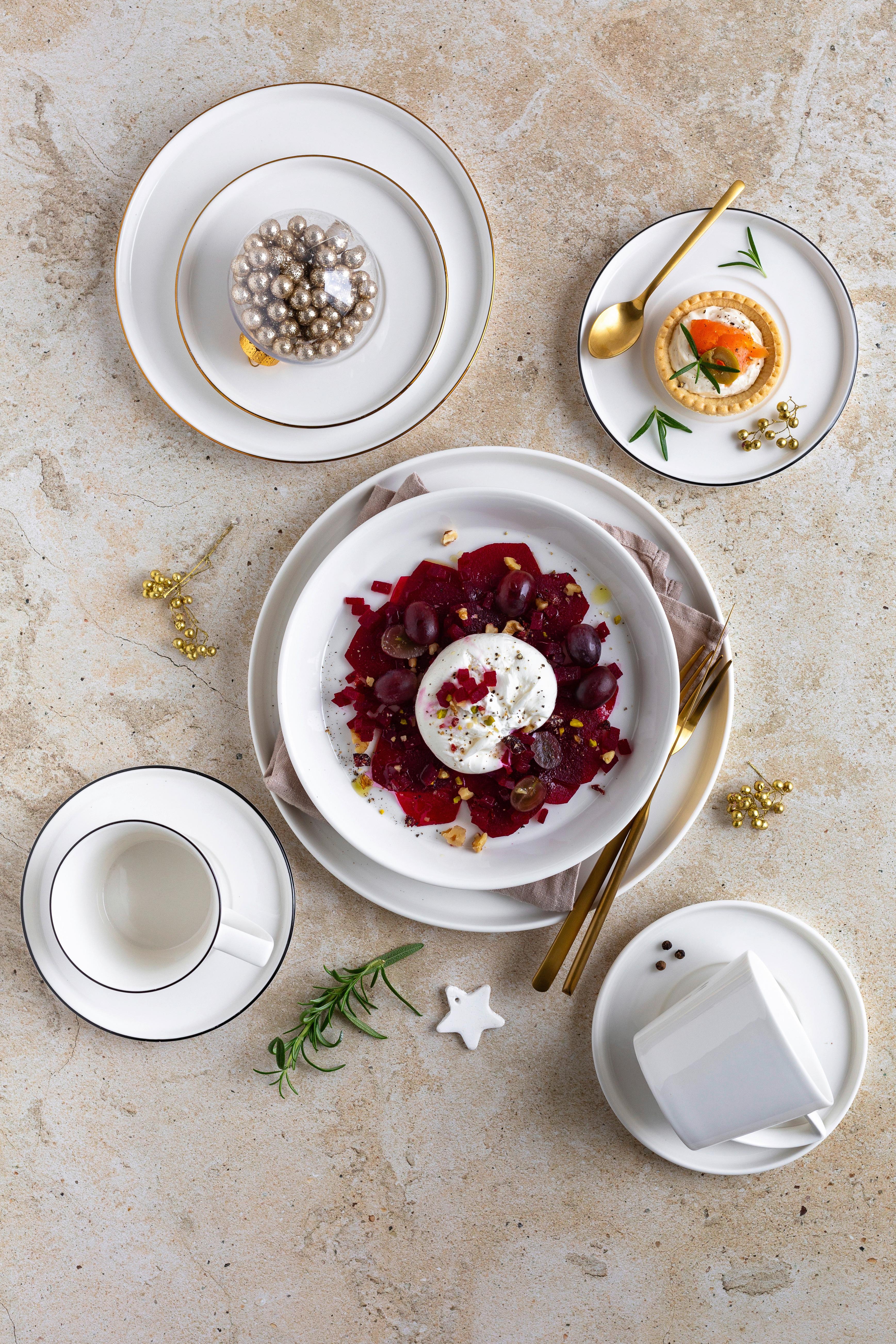 Tafelservice Sita Porzellan 6 Personen Geschirr Set - Schwarz/Weiß, Trend, Keramik - Mäser