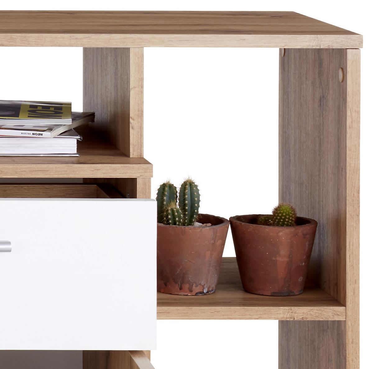 Kommode B 150cm Tom, San Remo Eiche Dekor/weiß - Eichefarben/Silberfarben, MODERN, Holzwerkstoff (150/105/40cm)