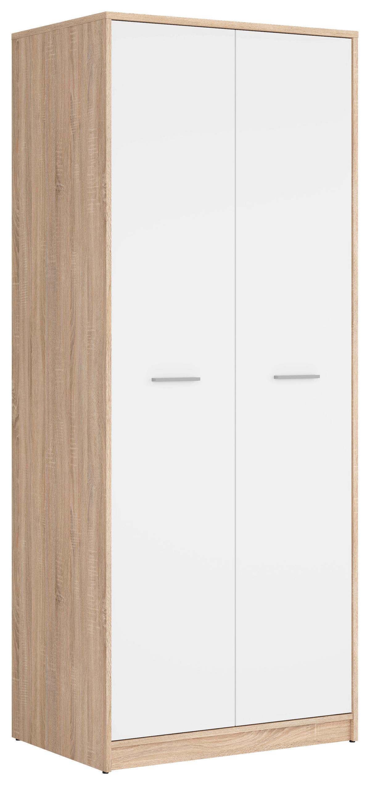 Drehtürenschrank Nepo Plus - Weiß/Sonoma Eiche, MODERN, Holzwerkstoff (80/197/54,5cm) - MID.YOU