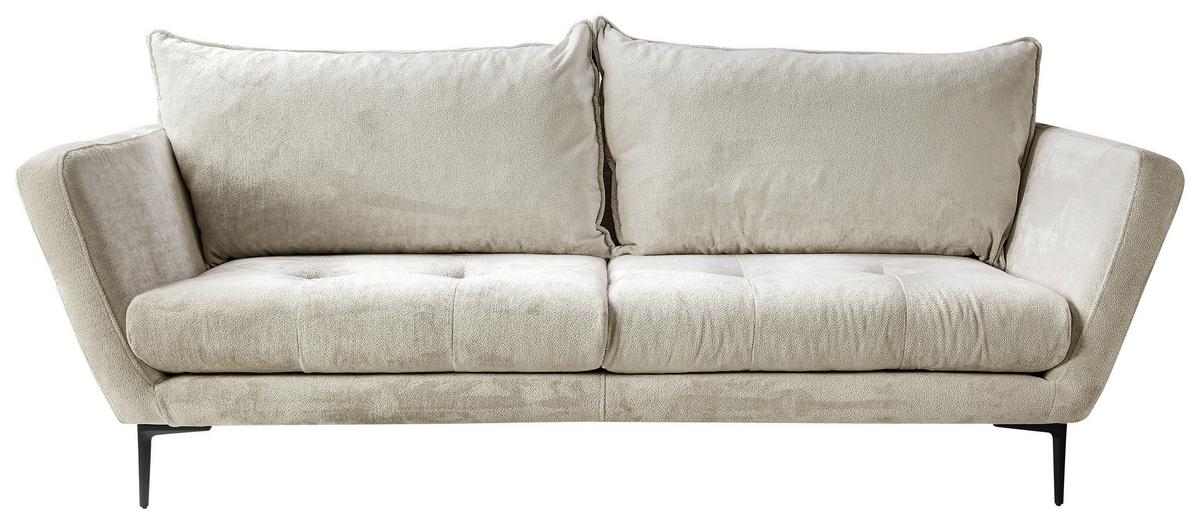 Sofa Ankona Creme/Schwarz, 225 cm - Creme/Schwarz, Design, Textil (225/86/95cm) - MID.YOU