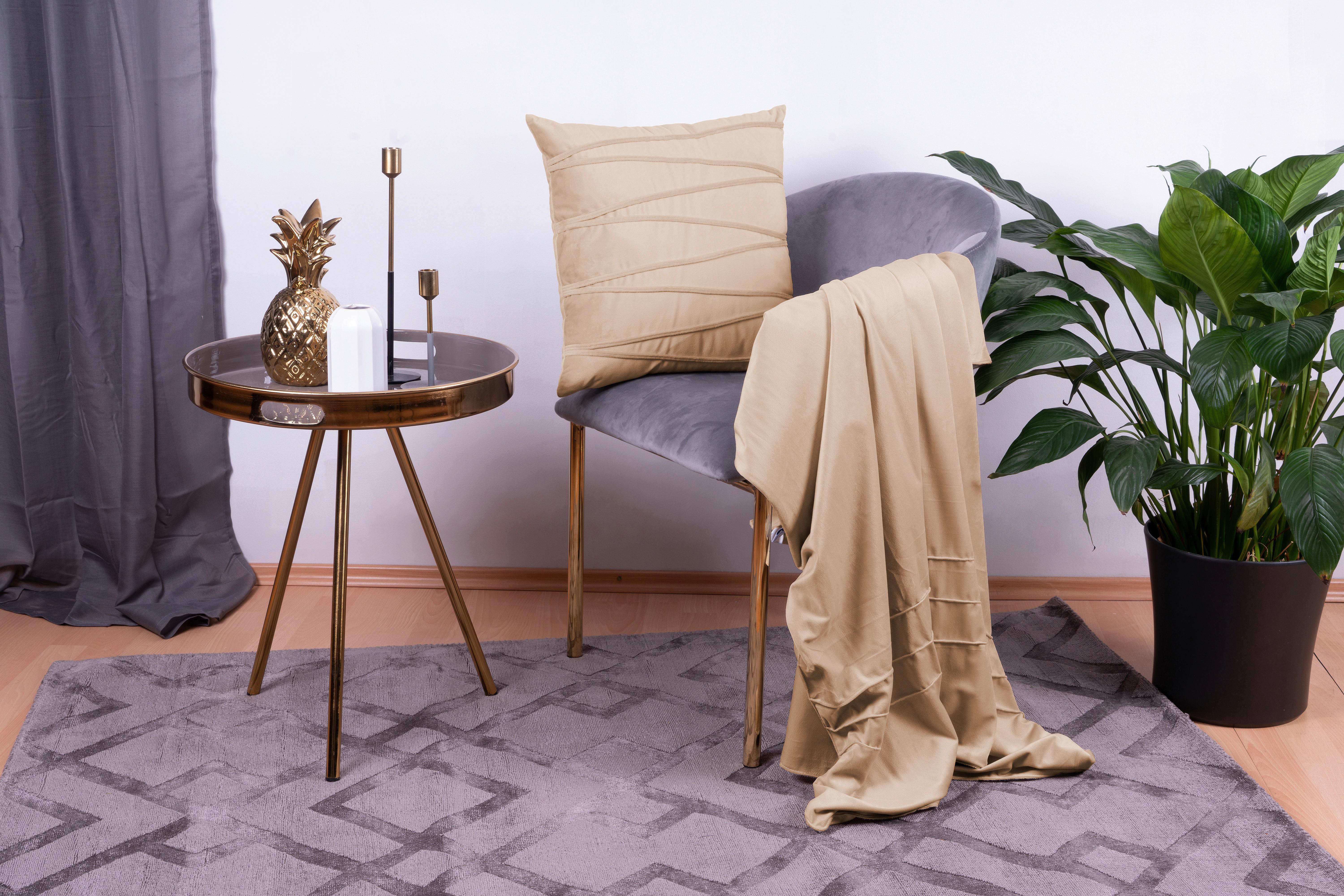 Zierkissen Paulina 125 2er-Set Champagner B. 130 cm - Champagner, KONVENTIONELL, Textil (130/170/17cm)
