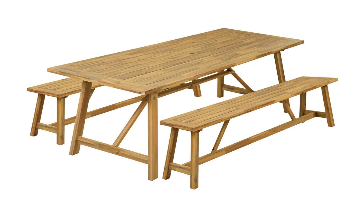 Gartengarnitur 3-Tlg Sydney aus Holz - Braun/Akaziefarben, MODERN, Holz - Gardenson