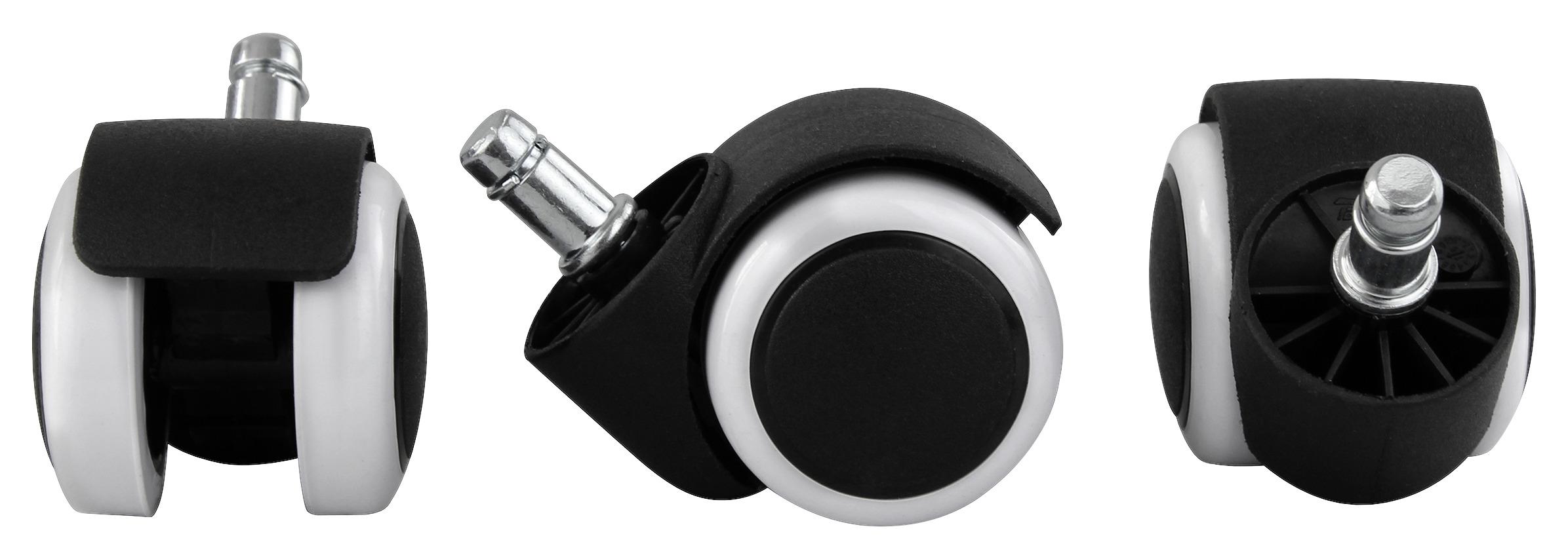 MID.YOU Bürostuhlrollen Ø 5 cm Schwarz/Weiß 5er-Set