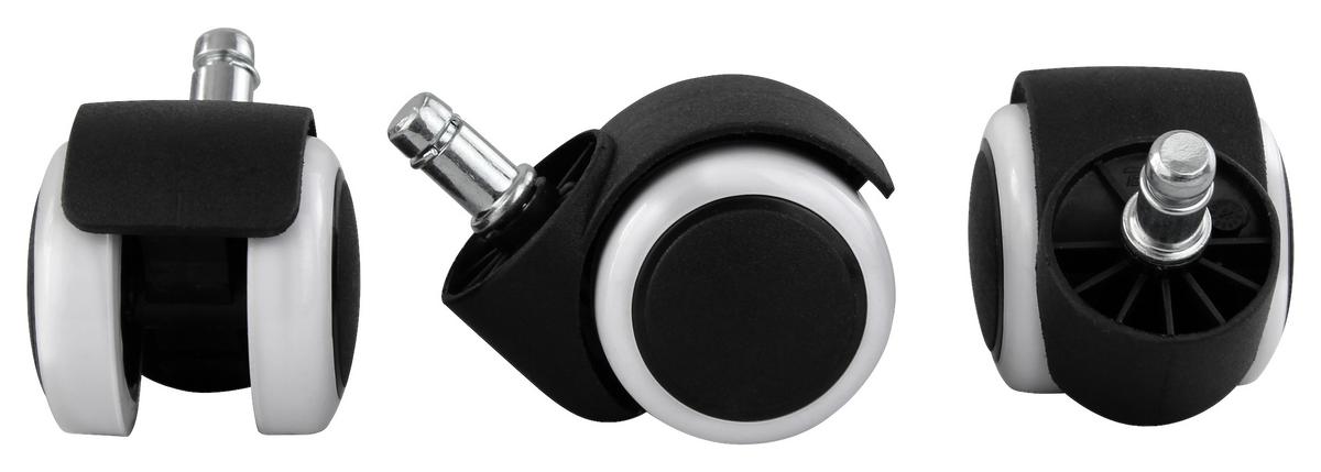 Bürostuhlrollen Ø 5 cm Schwarz/Weiß 5er-Set - Schwarz/Weiß, Basics, Kunststoff (5cm) - MID.YOU