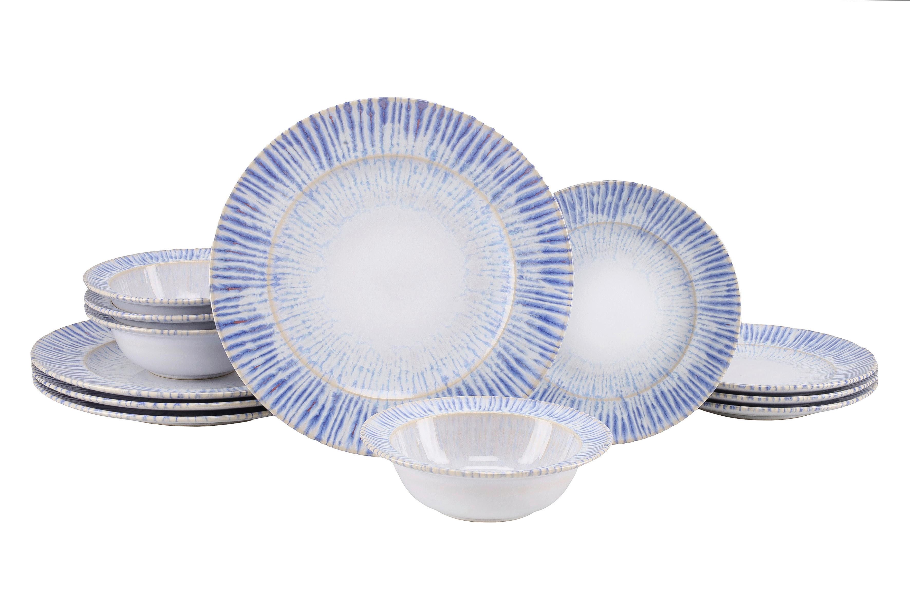 TAFELSERVICE Summertime Weiß Hellblau - Weiß/Hellblau, Design, Keramik - Creatable