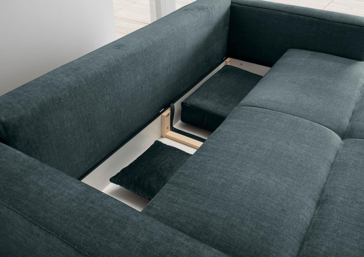 Schlafsofa Longo, Blau B: 245 Cm - Blau/Schwarz, MODERN, Textil (245/86/126cm) - Livetastic