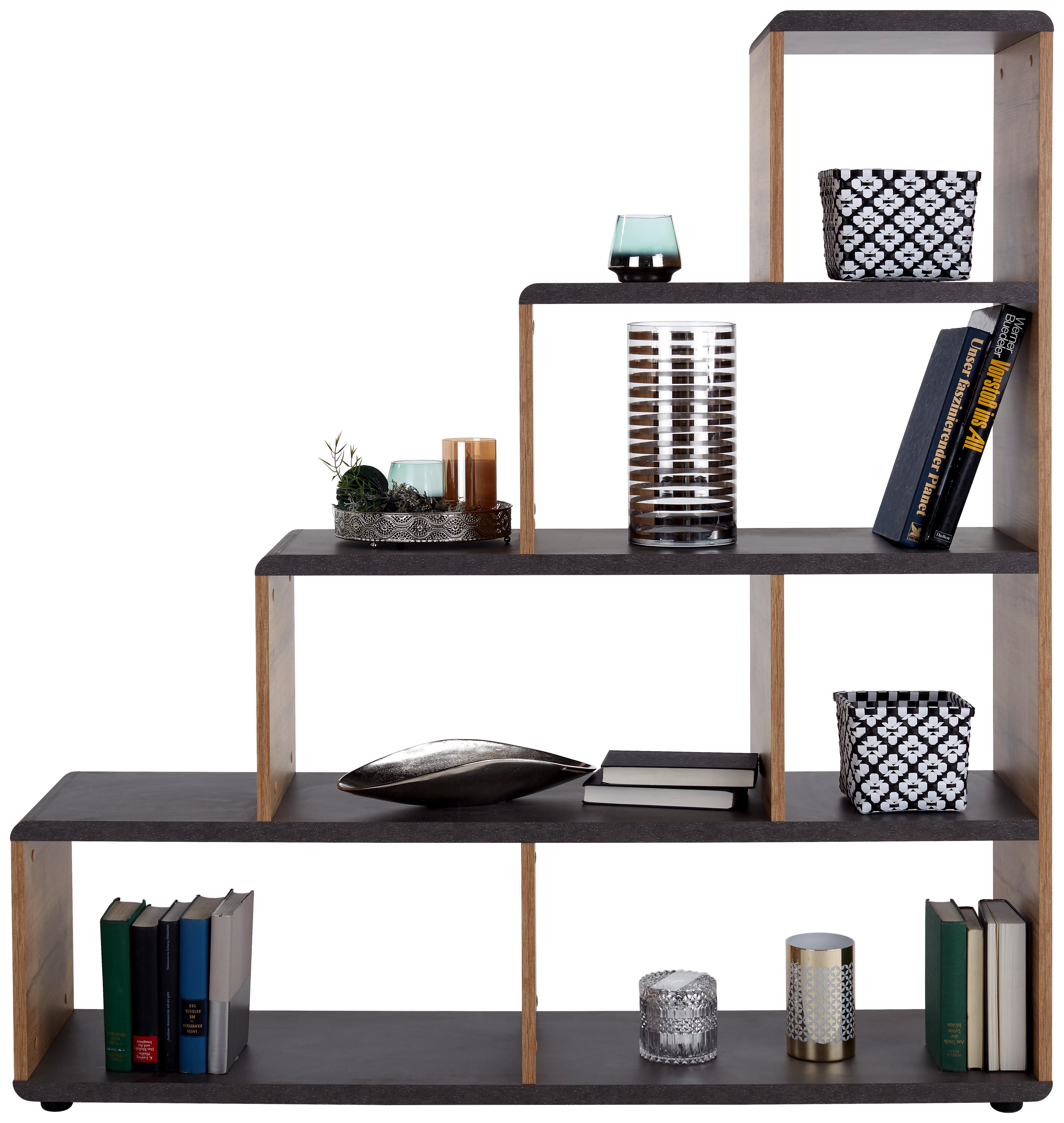 Regal Fontana B 138,5cm, Betonoptik/eiche Dekor - Eiche Wotan, MODERN (139/148/35cm)