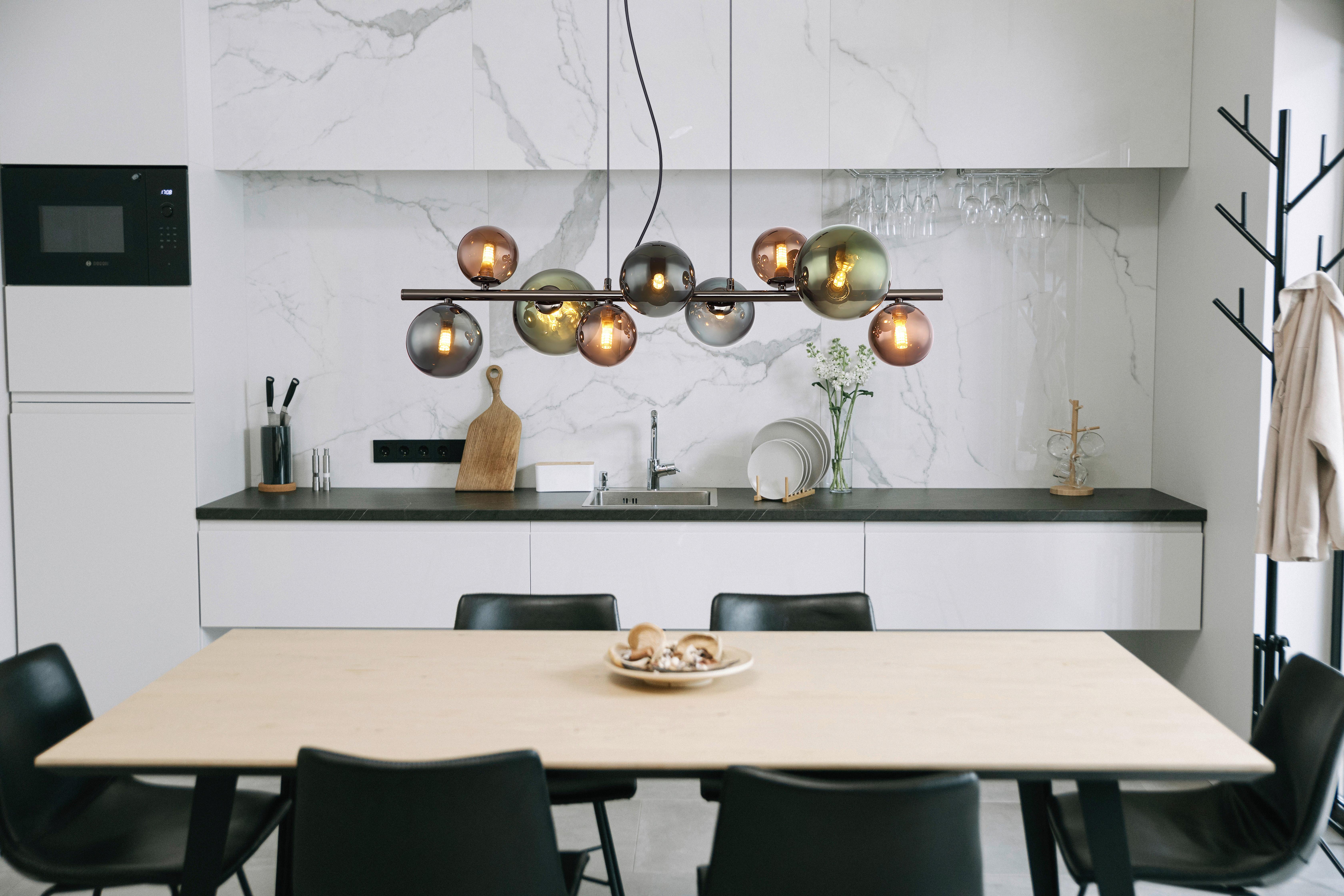 LED-Hängeleuchte 56142-9h - Petrol/Bronzefarben, Design, Glas/Metall (86/36/120cm) - Globo