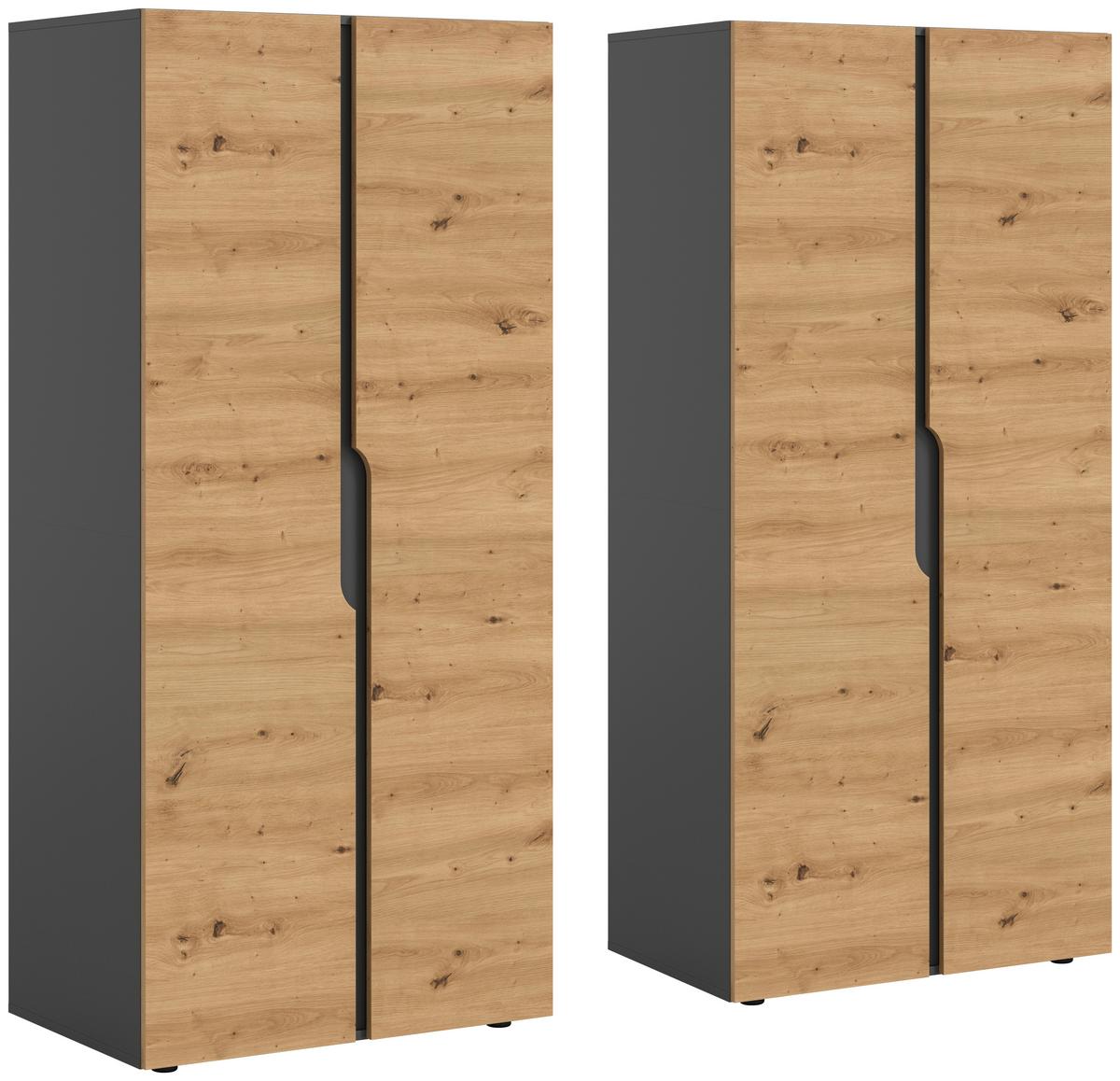 Drehtürenschrank Anga Anthr. /Eiche Artisan Dekor B: 160cm - Anthrazit/Eiche Artisan, MODERN, Holzwerkstoff (160/180/51cm) - MID.YOU