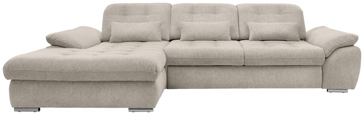 Ecksofa Rigatti, Beige S: 184x314 cm - Chromfarben/Beige, MODERN, Textil (184/314cm) - Livetastic