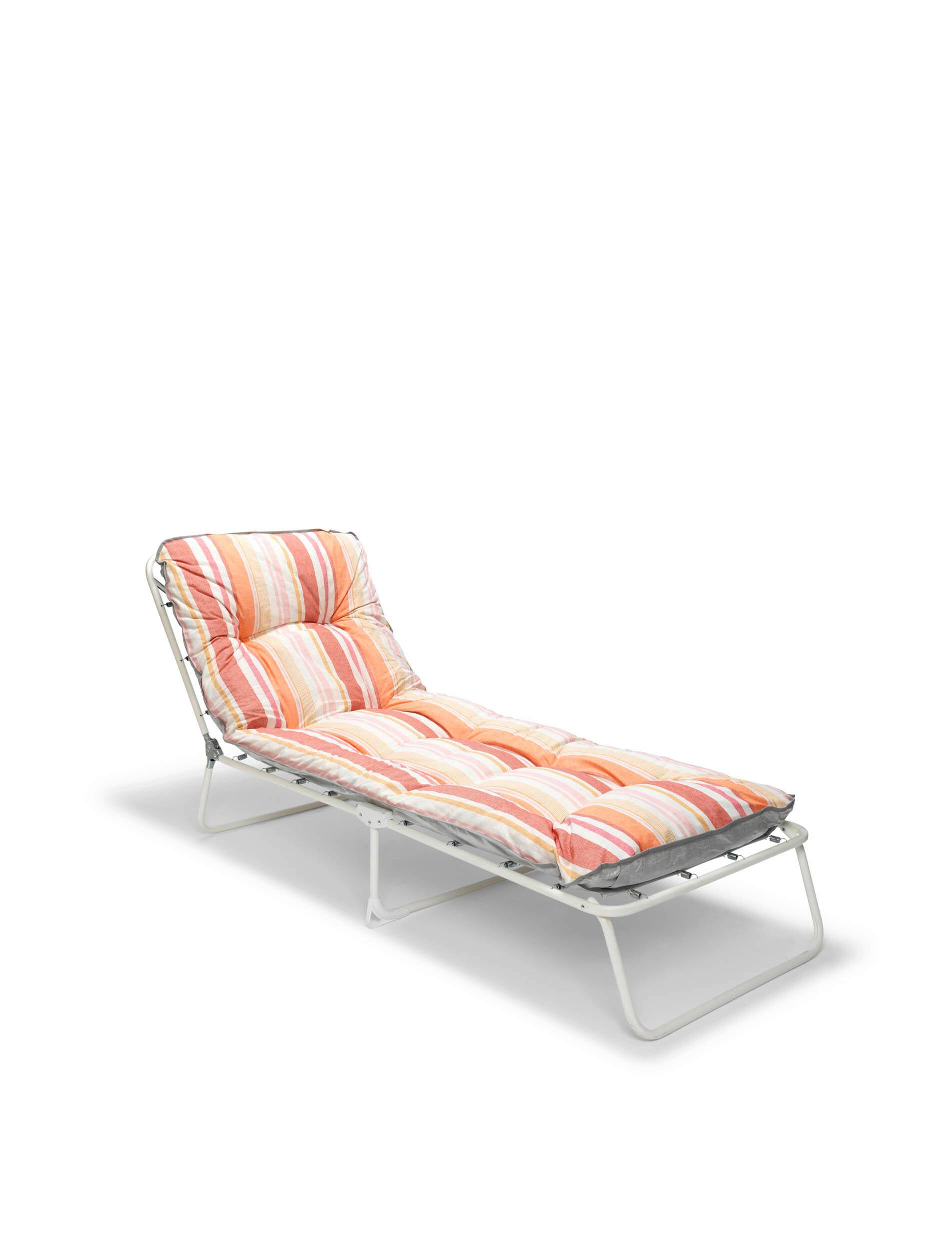 SONNENLIEGE WÖRTHERSEE – 3-BEIN-LIEGE - Terracotta/Weiß, Basics, Textil/Metall (60/38/180cm) - Gardenson