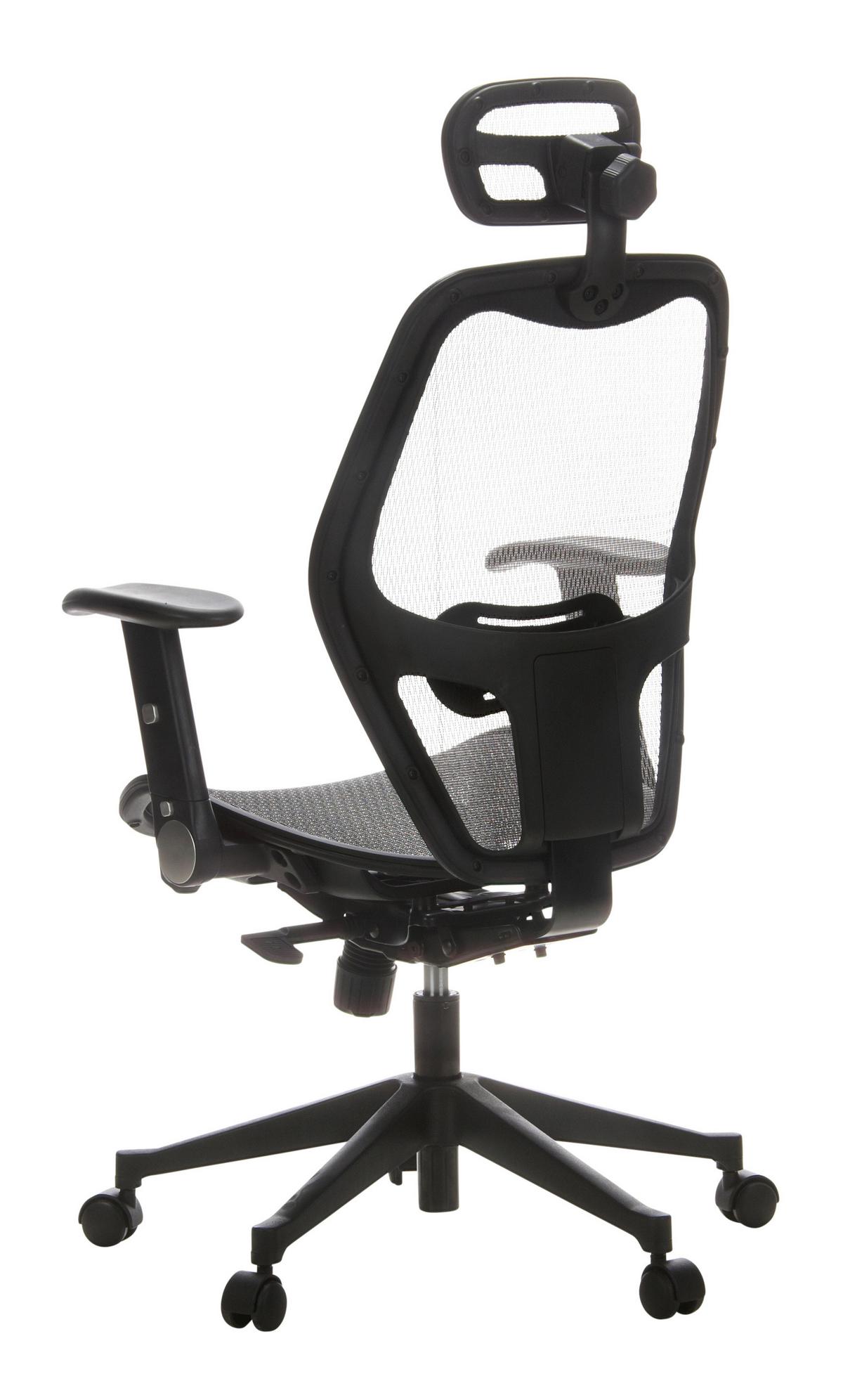 Bürostuhl Air-Port Mit Armstützen Grau/Schwarz - Schwarz/Grau, Basics, Kunststoff/Textil (59/117/48cm) - MID.YOU