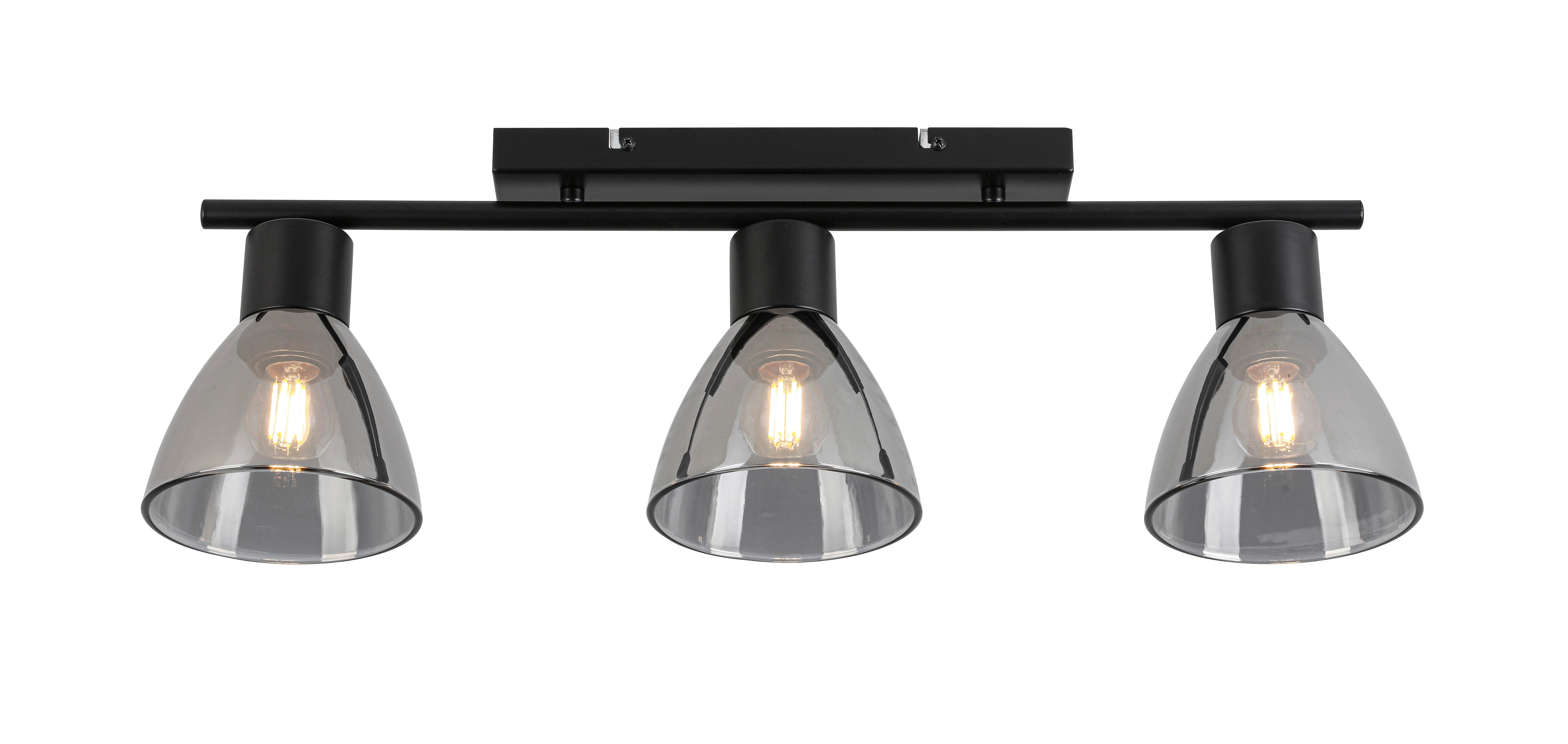 STROPNÍ SVÍTIDLO KOMOL - černá/průhledné, Moderní, kov/sklo (66/13/22cm) - Modern Living