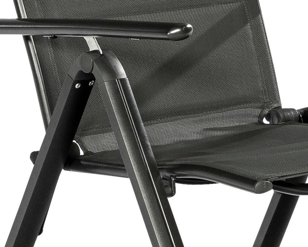 Gartensessel Klappbar Florenz Aluminium/Textil - Dunkelgrau/Graphitfarben, KONVENTIONELL, Textil/Metall (63/118/73cm) - Gardenson