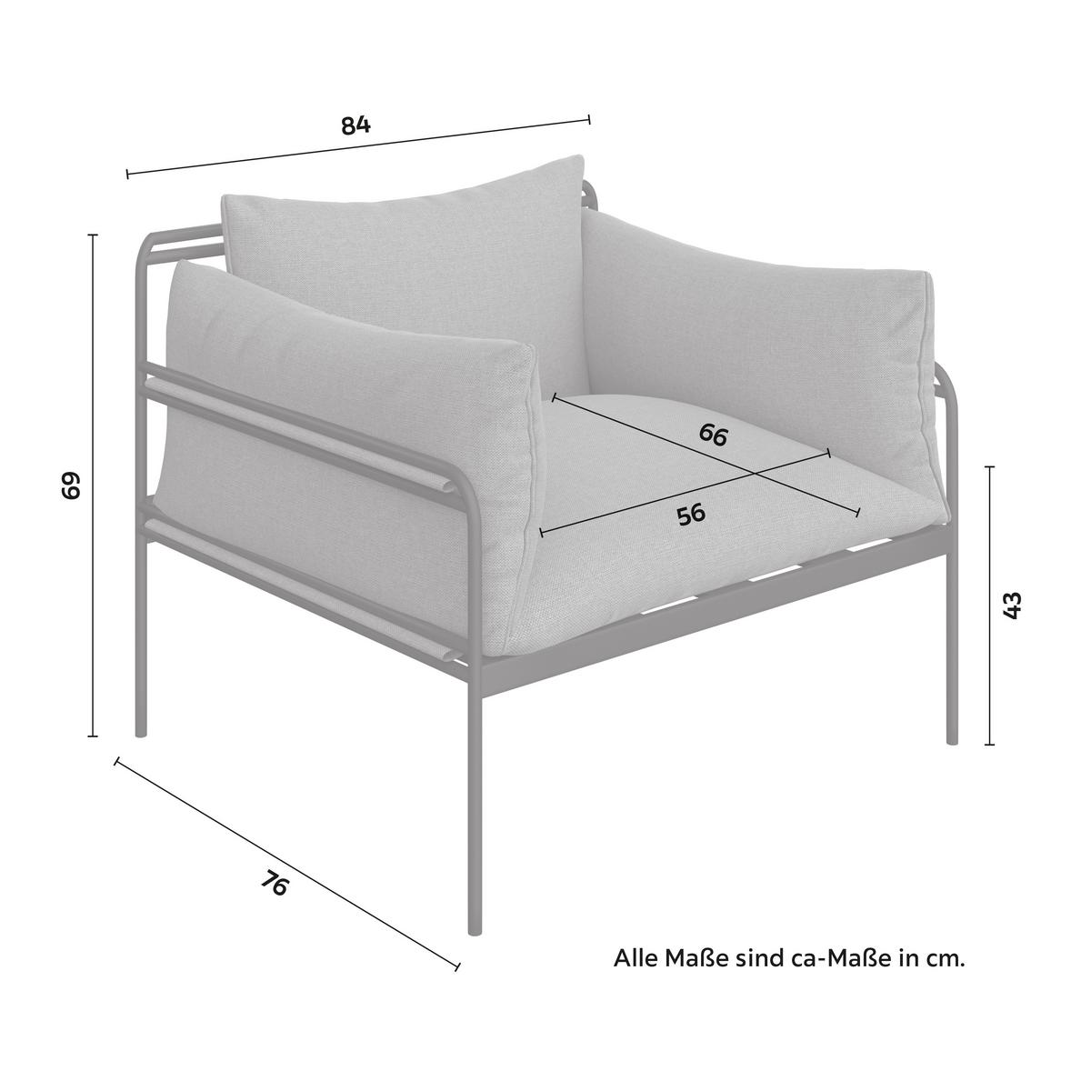 Záhradná sedacia súprava ANNY - sivá/antracitová, Modern, kov/textil (218/69/76cm) - Bessagi Garden
