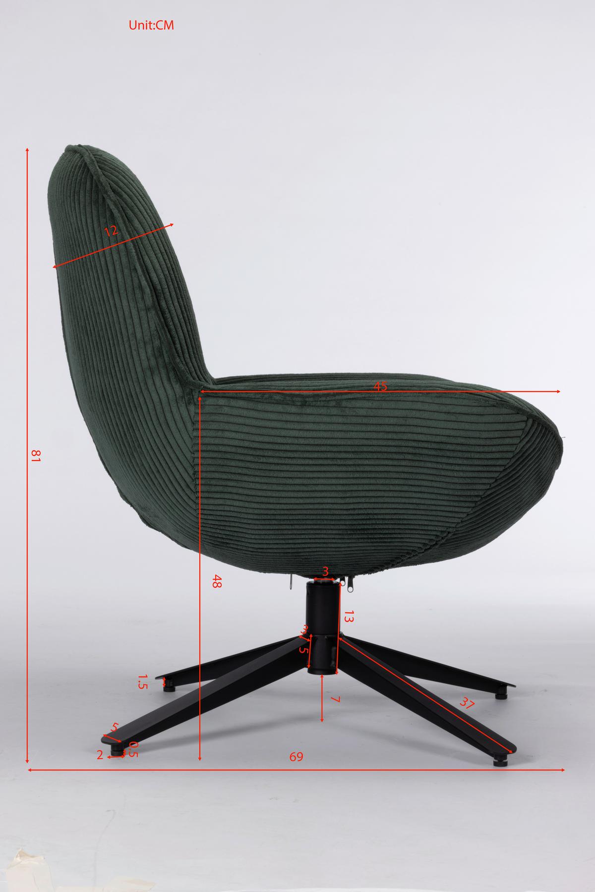 Relaxsessel Maro Grün B: 66 cm - Schwarz/Grün, Basics, Textil/Metall (66/76/75cm) - Livetastic