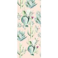 Vliestapete Cactus Rose Panel - Rosa/Grün, Basics (100/250cm) - Komar