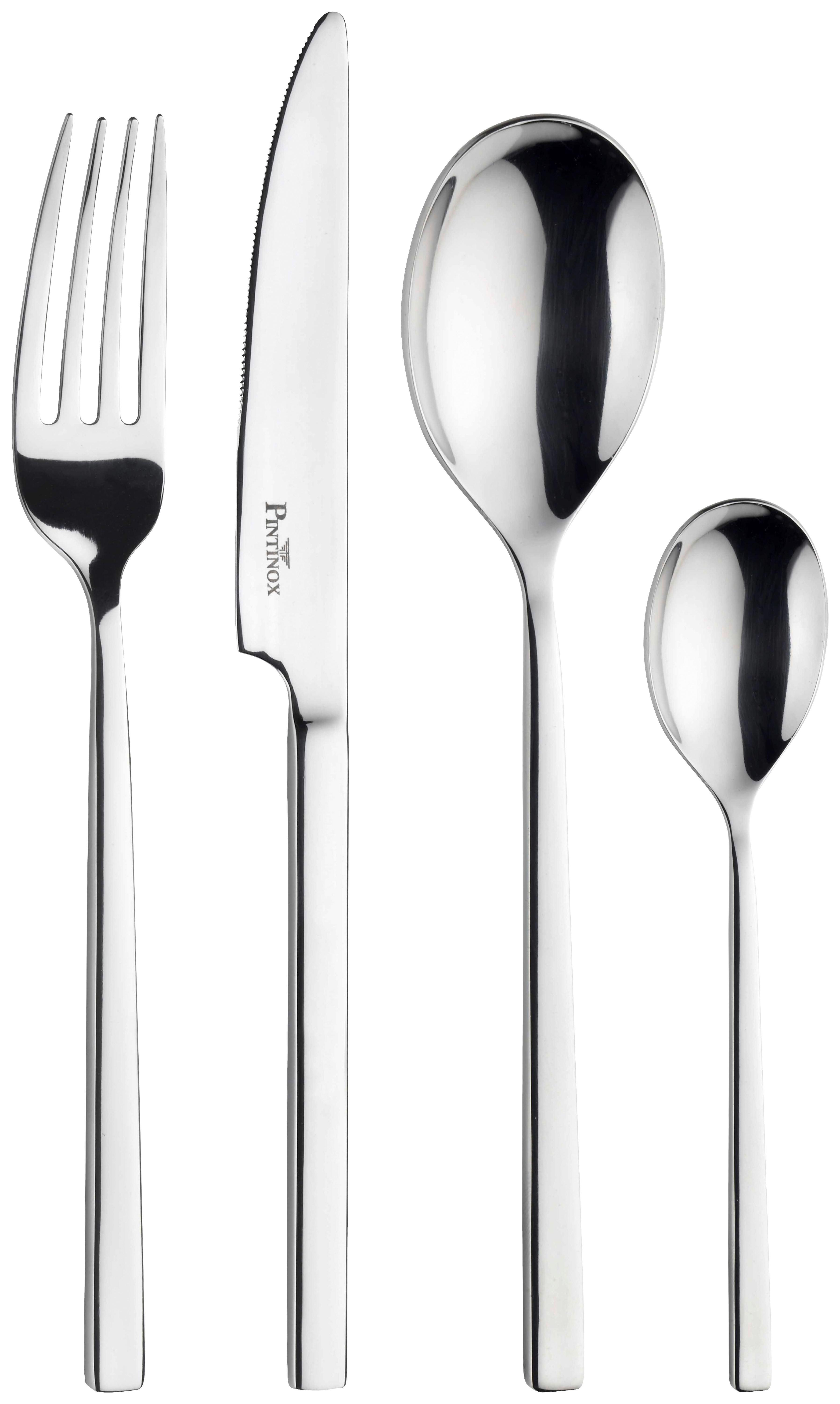 Besteckset Tie 24-Teilig Edelstahlfarben - Edelstahlfarben, Basics, Metall (32/32/44cm) - Pintinox
