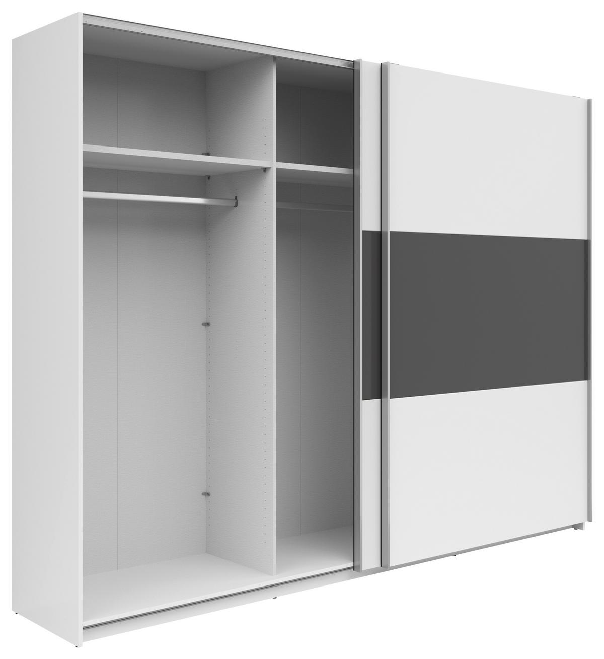 Tolóajtós Szekrény Saturn 270/210cm - grafitszürke/fehér, Konventionell, faalapú anyag (270/210/59cm)