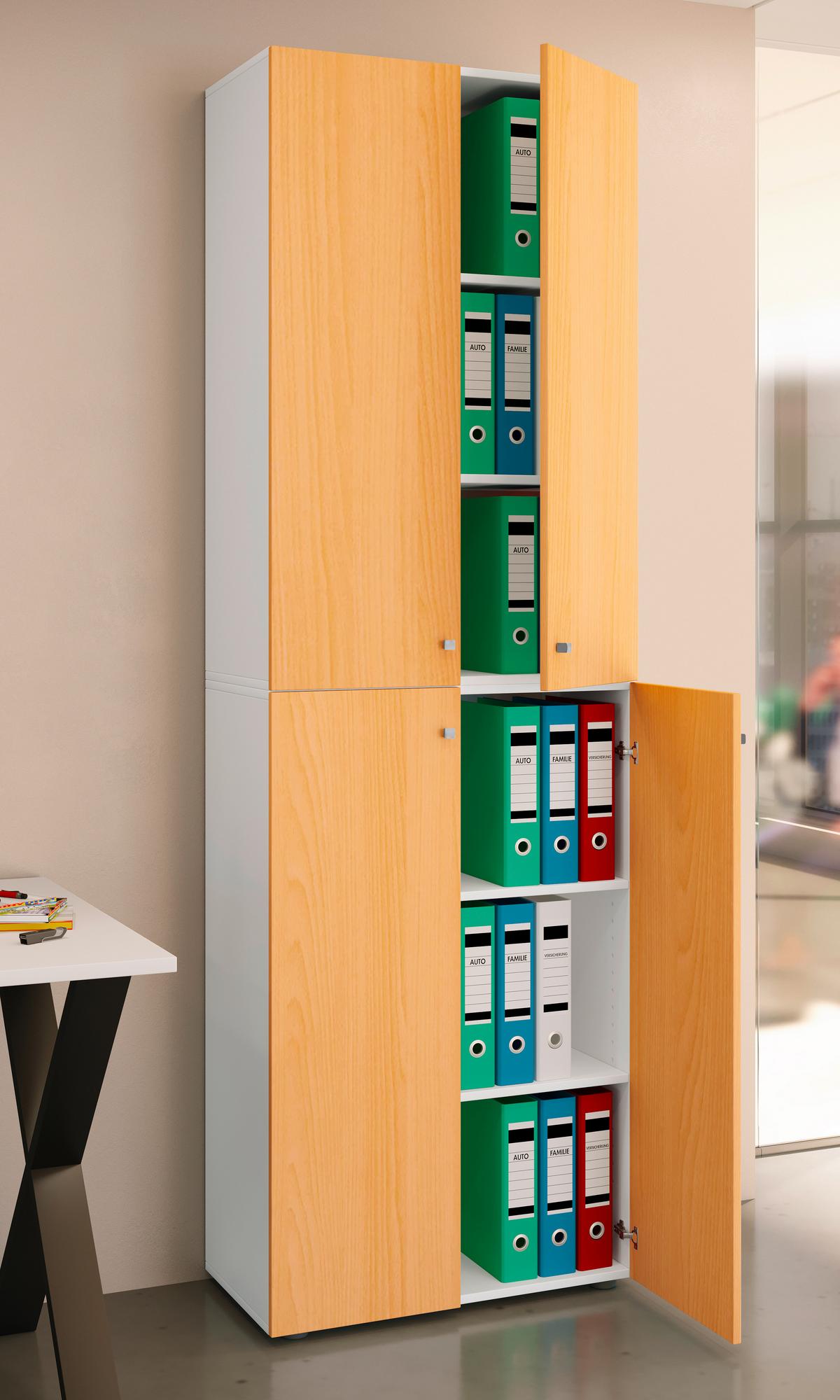Aktenschrank Lona Weiß/Buche Dekor B: 70 cm - Buchefarben/Weiß, Design, Holzwerkstoff (70/220/39cm) - MID.YOU