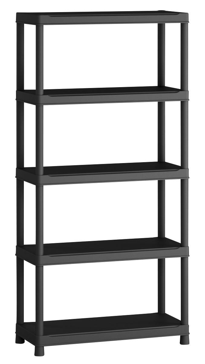 Plastový regál PLUS 90 - antracitová, Konvenční, plast (90/182/40cm)