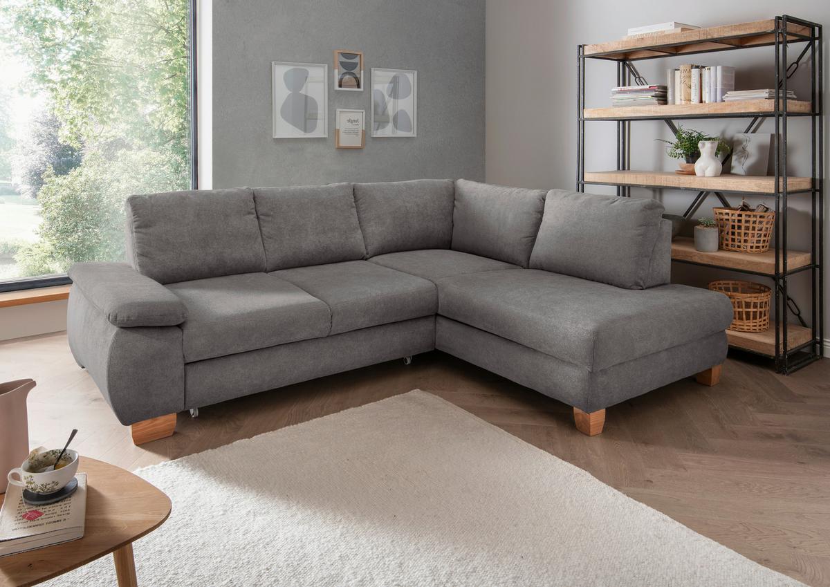 Eckschlafsofa Positano, Grau S: 261x206 Cm - Wildeiche/Grau, MODERN, Textil (261/206cm) - Livetastic