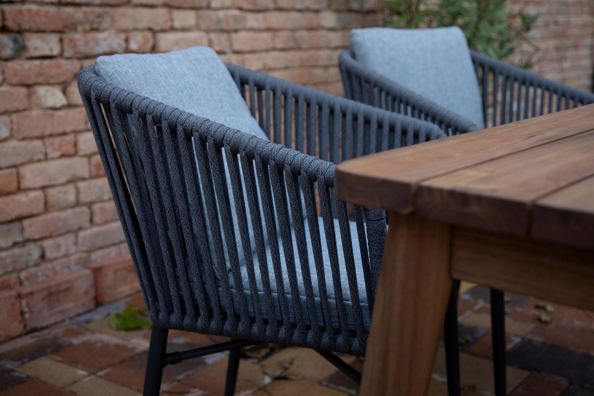 Gartenstuhl Stapelbar Manhatten Aluminium - Dunkelgrau/Anthrazit, MODERN, Textil/Metall (61/81/61cm) - Acamp