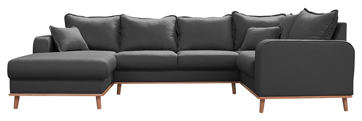 Wohnlandschaft Beata D.grau U: 170x296x167 cm - Wengefarben/Dunkelgrau, Design, Textil (170/296/167cm) - Livetastic