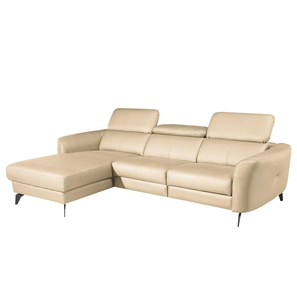 Ecksofa Berne Beige S: 183x261 Cm - Beige/Schwarz, Design, Leder/Textil (183/261cm) - Livetastic
