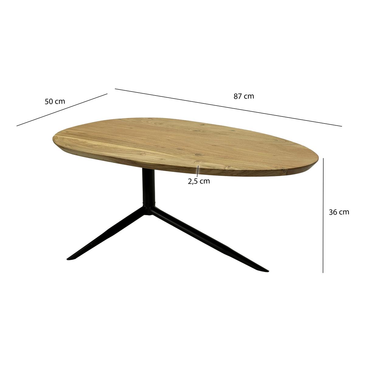COUCHTISCH Braun L: 87cm - Schwarz/Braun, Design, Holz/Metall (87/50/36cm) - MID.YOU