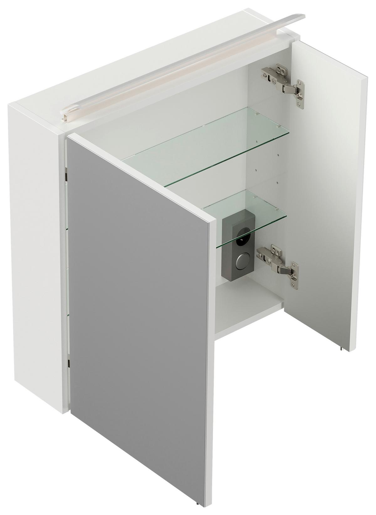 Spiegelschrank Weiß Hochglanz B: 60 cm - Weiß Hochglanz, MODERN, Glas/Holzwerkstoff (60/62/17cm) - MID.YOU