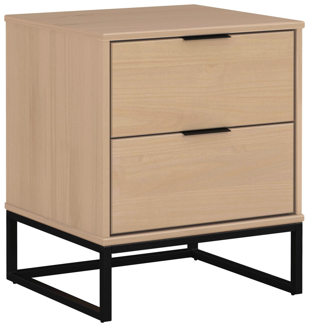 Nočný stolík LUNA borovica masív, farby dubu - čierna/farba duba, Modern, kov/drevo (50/59/45cm) - MID.YOU
