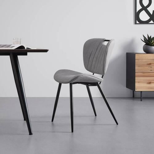 Jedálenská stolička HINA svetlá sivá - čierna/svetlosivá, Modern, kov/drevo (46/84/57cm) - Bessagi Home