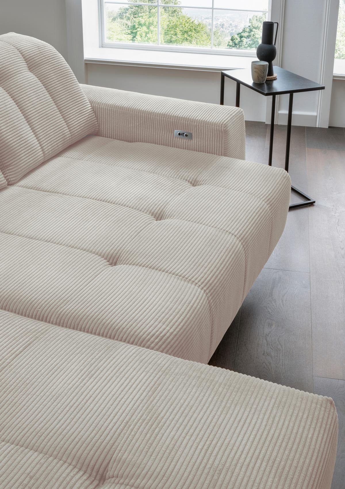 Ecksofa Mit Usb Anschluss Sano, Beige, S: 200x261 Cm - Beige/Schwarz, MODERN, Textil (200/261cm) - Livetastic