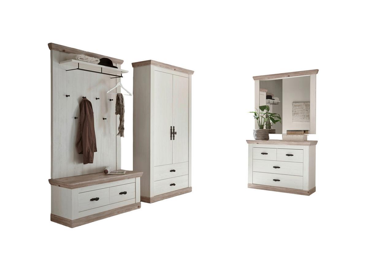 Garderobe Florenz Pinienfarbe/Hellbraun 341cm - Hellbraun/Pinienfarben, Design, Holzwerkstoff (341/201/45cm) - MID.YOU