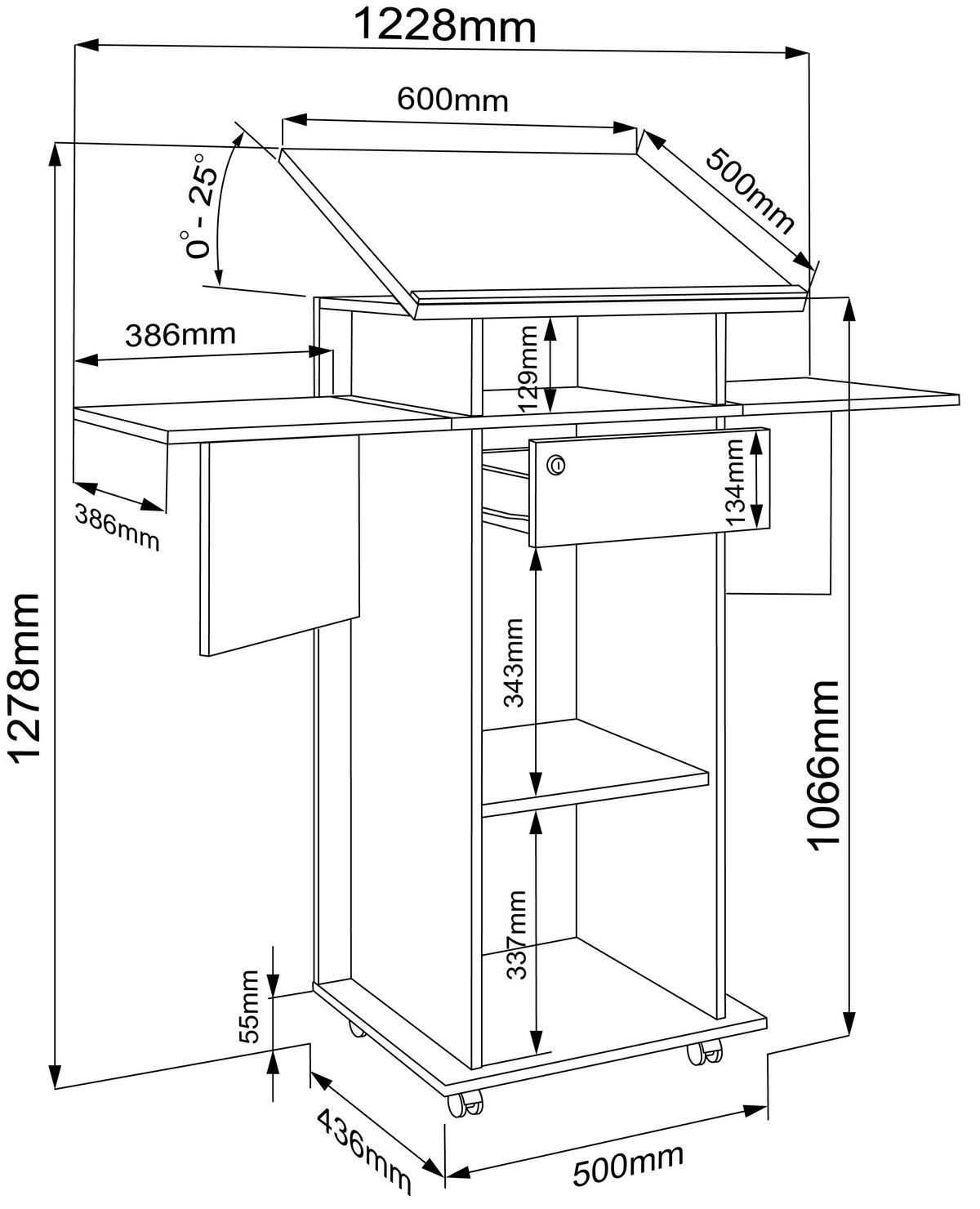 Stehpult Salia Weiß, Honigeiche B: 123 Cm - Honigeiche/Weiß, Design, Holzwerkstoff (123/128/44cm) - MID.YOU