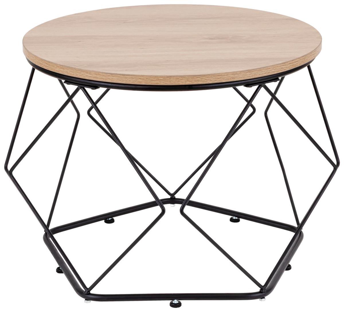 Couchtisch-Set Schwarz/Eichefarben B: 50cm - Eichefarben/Schwarz, Design, Holzwerkstoff/Metall (50-40/50-40/40-36cm) - MID.YOU