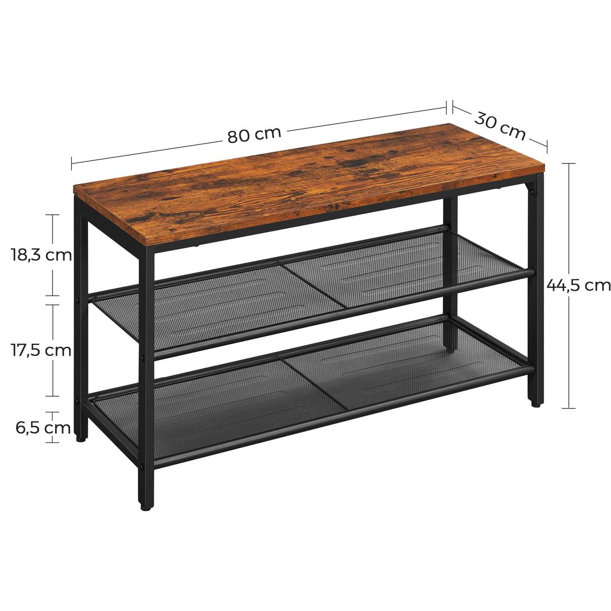 Regál na boty hnědá/černá - černá/hnědá, Trend, kov/kompozitní dřevo (80/44,5/30cm) - Boxxx