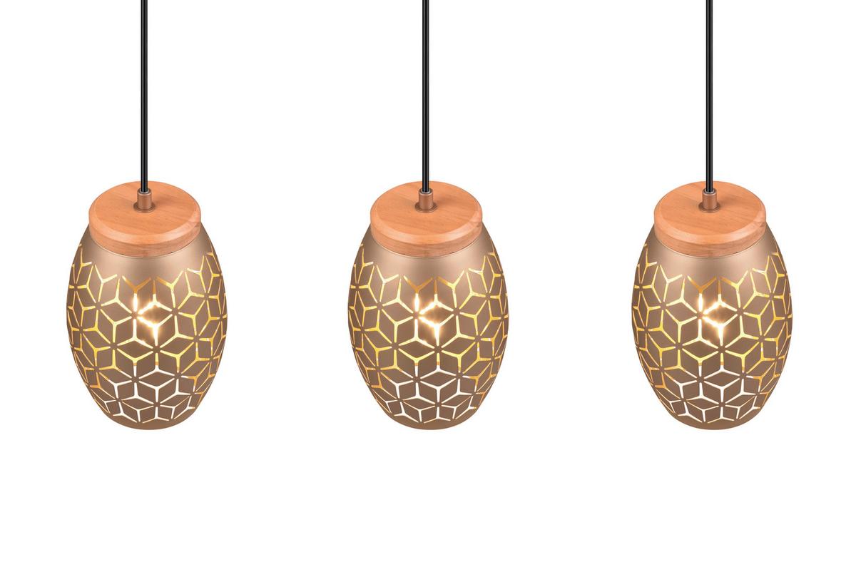 Pendelleuchte R31573065 Bidar - Goldfarben/Braun, KONVENTIONELL, Holz/Metall (71/15/150cm)