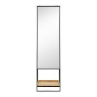 Zrcadlo MALDI - černá/přírodní barvy, Moderní, kov/dřevo (45/161/30cm) - P & B