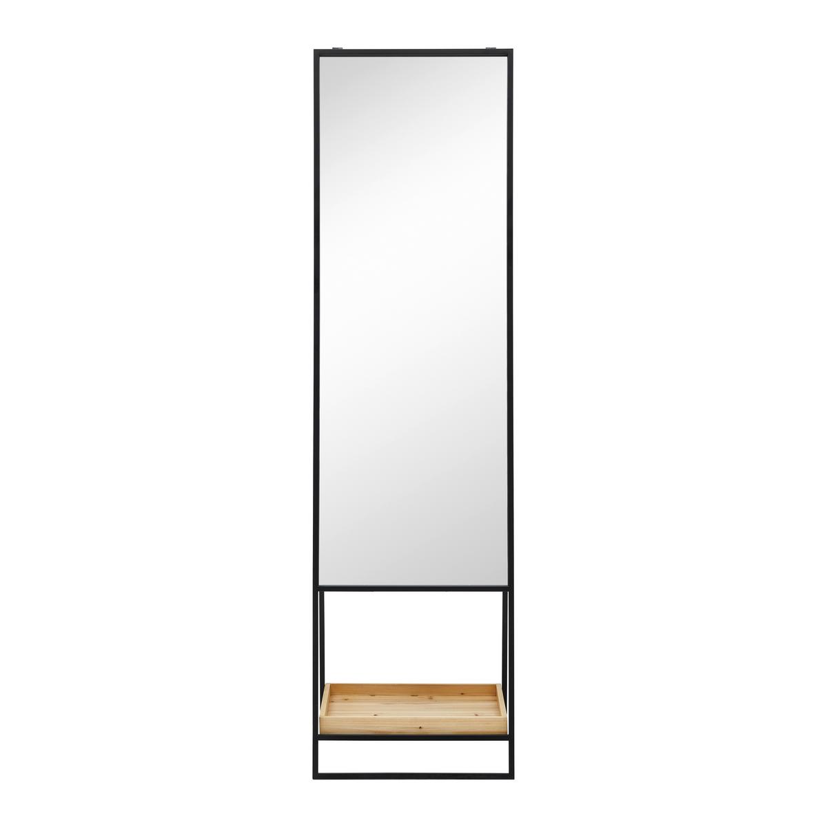 Zrcadlo MALDI - černá/přírodní barvy, Moderní, kov/dřevo (45/161/30cm) - P & B