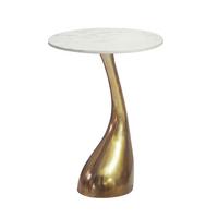 PRÍRUČNÝ STOLÍK WL7.354 - zlatá/biela, Design, kov/kameň (45/45/63cm) - MID.YOU
