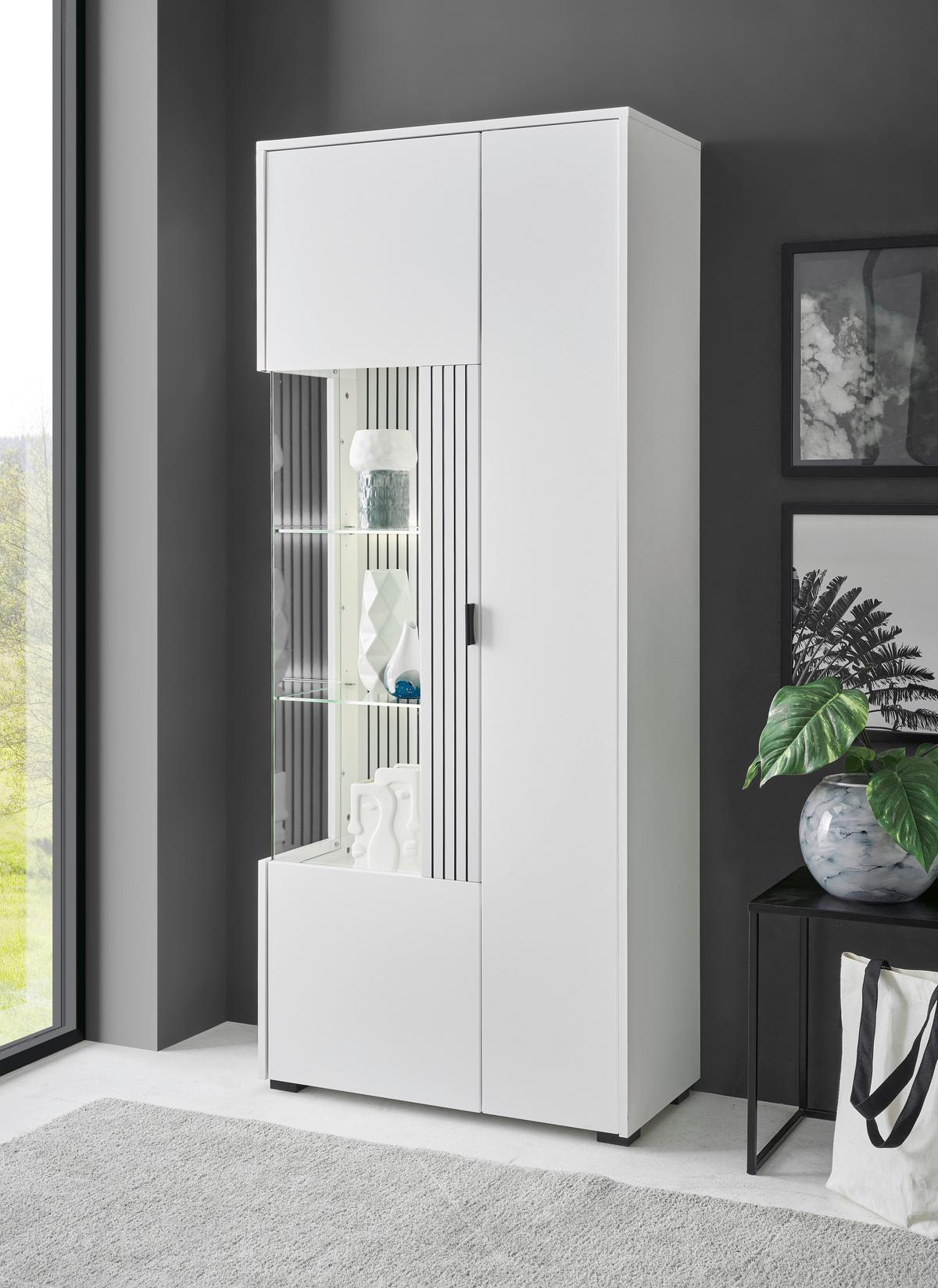 Lowboard Hudson Schwarz/Weiß B: 75 cm - Schwarz/Weiß, Design, Glas/Holzwerkstoff (75/180/38cm) - MID.YOU