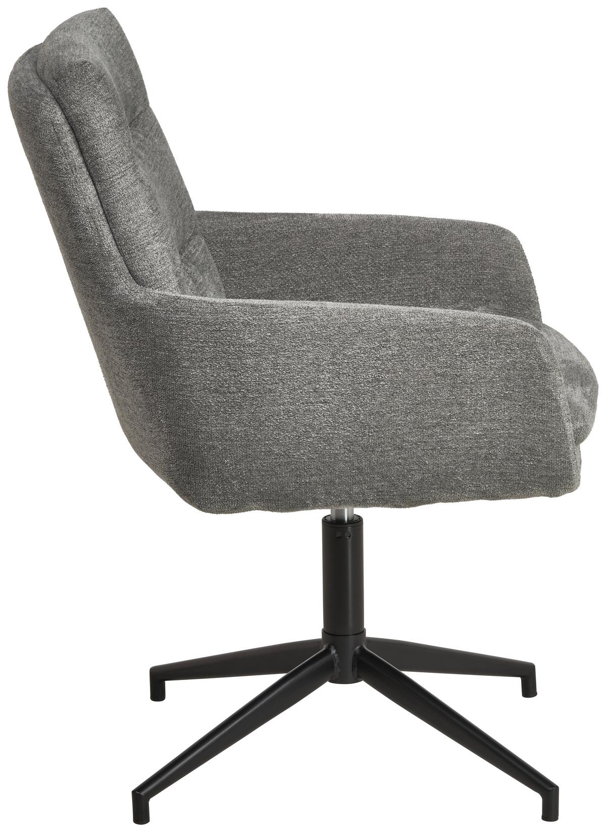 Armlehnstuhl Patrice Grau, Sitzfl. 360° Drehbar - Schwarz/Grau, Design, Holz/Textil (57/88/67cm) - MID.YOU