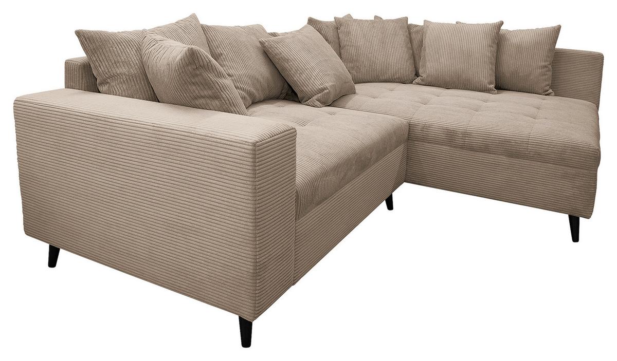 Ecksofa Pruno Hellbraun S: 247x174 Cmb - Hellbraun/Schwarz, Design, Textil (247/174cm) - MID.YOU