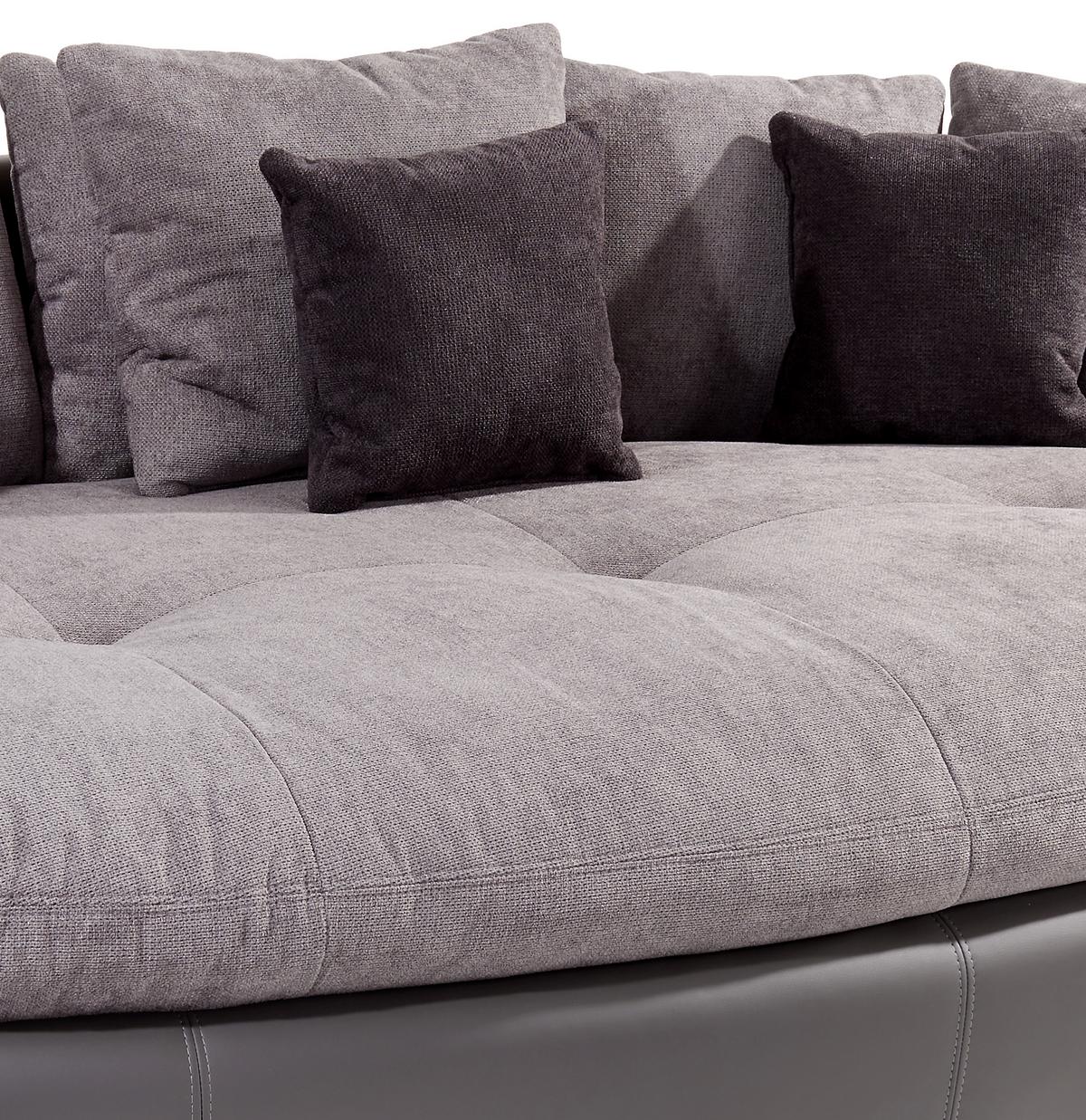 Big Sofa Aruba mit Kissen B: 238 cm Grau/Schwarz Lederlook - Schwarz/Grau, LIFESTYLE, Textil (238/80/140cm) - Luca Bessoni